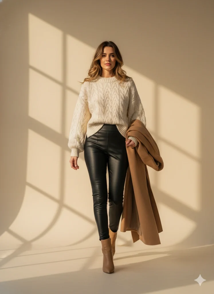 The Oversized Sweater + Leather Leggings Combo